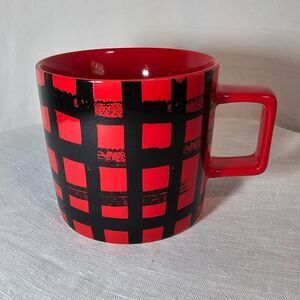 2016 Starbucks Red & Black Buffalo Plaid Mug Cup 14 oz.